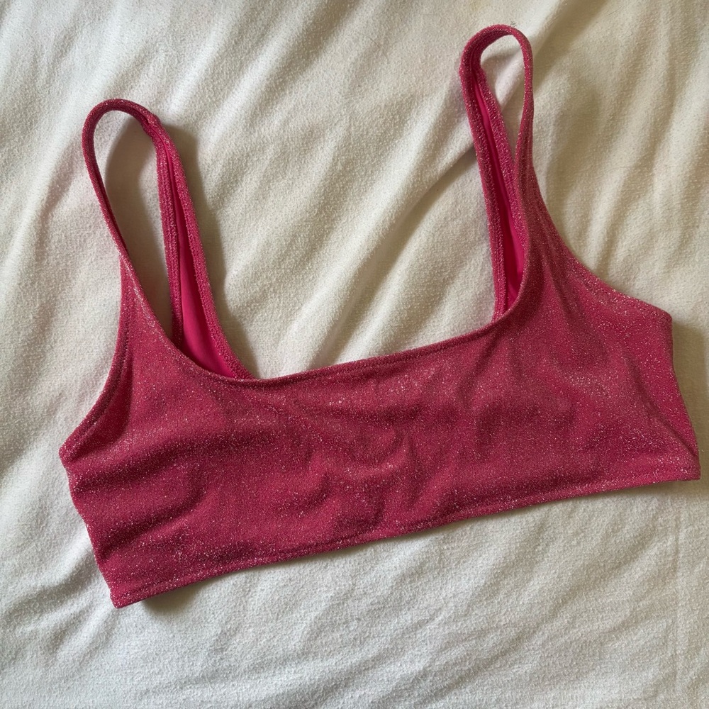 Skims glitter scoop neck swim top